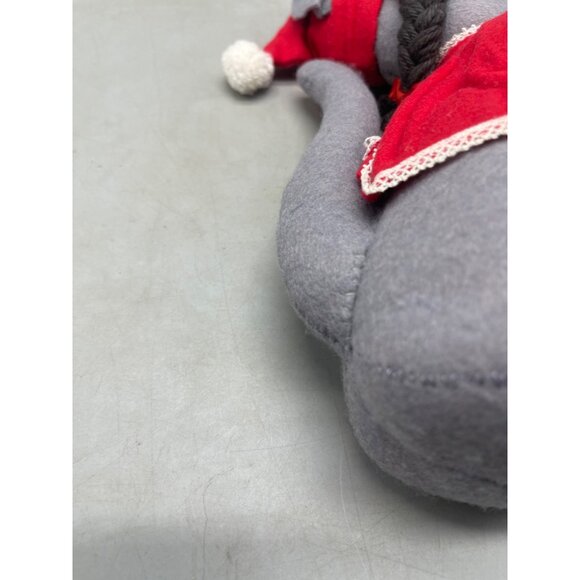 vtg handmade gray mouse plush Christmas toy decor night gown candle 10" READ - Picture 5 of 7